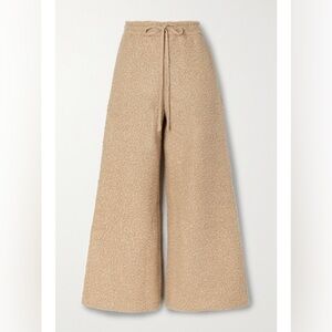 STAUD Women Rabbit Fleece Wide-Leg Track Pants High Rise Tan Size XS